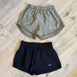 Nike Women's Athletic Shorts - Olive and Black bundle of two